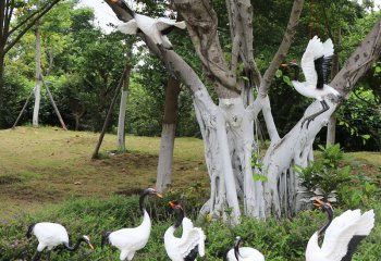 鹤雕塑-公园创意仿真动物景观鹤雕塑