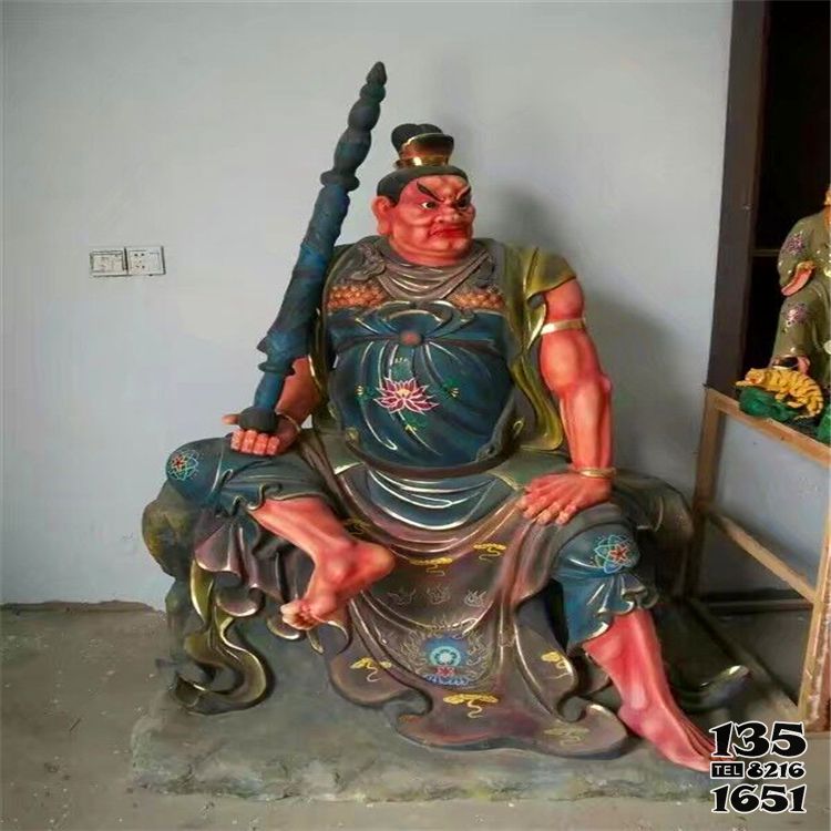 哼哈二将雕塑-寺庙供奉佛像玻璃钢彩绘坐着的佛像哼哈二将雕塑高清图片
