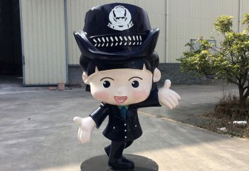 警察雕塑-公园玻璃钢卡通女警察雕塑