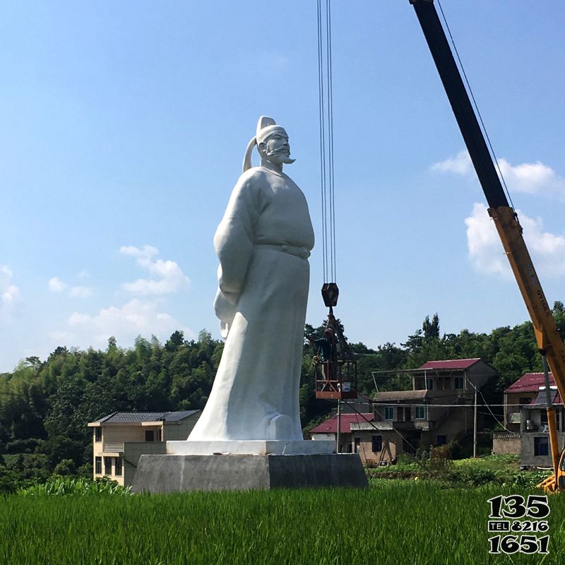 李白石雕像-景区公园大型汉白玉诗仙李白雕塑高清图片