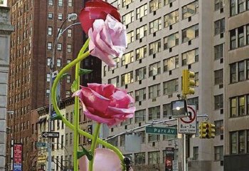 玫瑰雕塑-城市街道玻璃钢玫瑰花景观花朵雕塑
