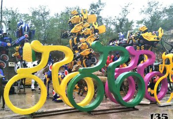 骑车雕塑-玻璃钢雕塑体育运动雕像公园园林喷漆景观骑车雕塑