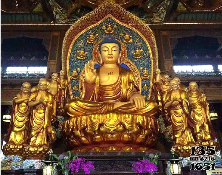 如来佛祖雕塑-庭院庙宇大型仿真不锈钢喷金鎏金供奉神佛如来佛祖雕塑高清图片