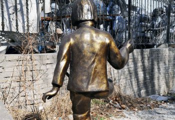 儿童雕塑-公园小女孩踢毽子铜雕儿童雕塑