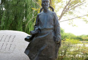 杜甫雕像 -公园园林历史唐代诗人杜甫铜雕塑