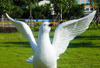 鸽子雕塑-公园草坪创意玻璃钢鸽子雕塑