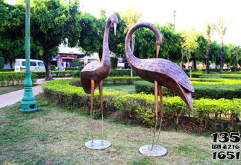 仙鹤雕塑-户外公园不锈钢喷漆园林景观装饰品仙鹤雕塑