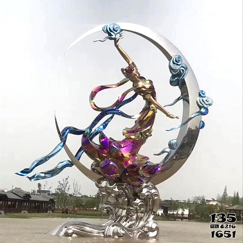 嫦娥雕塑-中国上古神话人物不锈钢嫦娥奔月广场景观雕塑