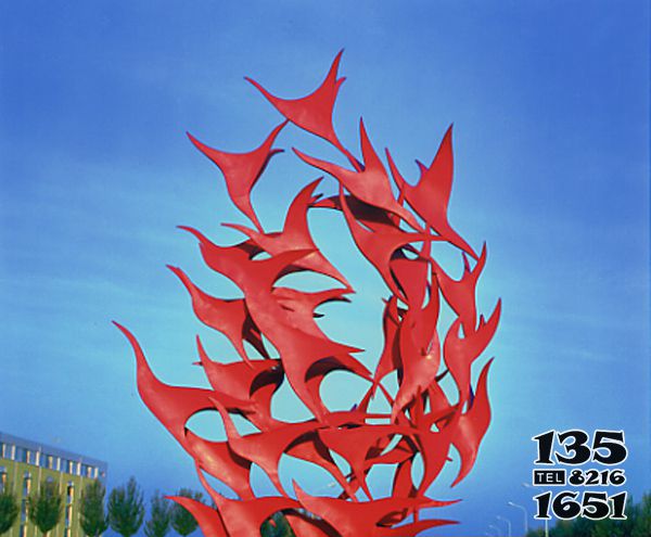大雁雕塑-公园不锈钢抽象彩绘大雁雕塑高清图片