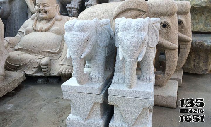 大象雕塑-户外园林装饰摆放汉白玉石雕大象雕塑高清图片