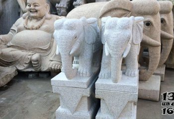 大象雕塑-户外园林装饰摆放汉白玉石雕大象雕塑