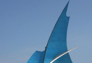帆雕塑-城市不锈钢仿真抽象蓝色帆雕塑
