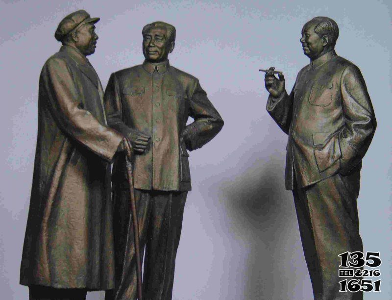 毛泽东雕塑-景区毛主席周恩来朱德伟人铜雕 毛泽东雕塑高清图片
