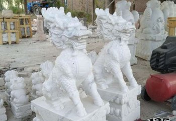 麒麟雕塑-法院汉白玉石雕神兽麒麟雕塑