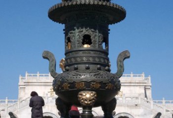 香炉雕塑-佛教寺院摆放铸铁元宝香炉雕塑