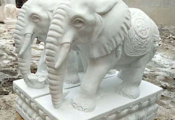 大象雕塑-庭院别墅汉白玉石雕大象雕塑