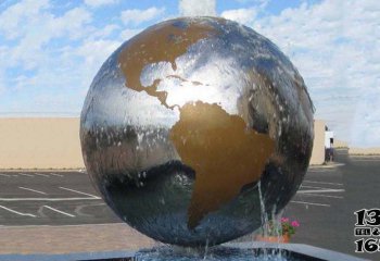 地球仪雕塑-公园广场不锈钢喷水地球仪雕塑