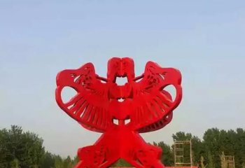 风筝雕塑-商业街室外大型剪影中国红不锈钢燕子雕塑