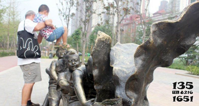 儿童雕塑-童趣雕塑拔萝卜小区景观铜雕儿童雕塑高清图片