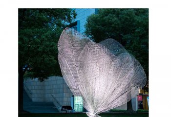 蝴蝶雕塑-商场小区镂空网格创意不锈钢蝴蝶雕塑