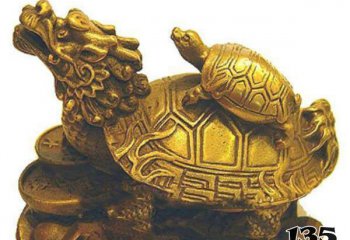 龙龟雕塑-景区摆放的金色母子玻璃钢创意龙龟雕塑