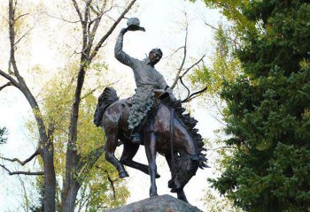 骑马雕塑-公园铜铸少数民族人物景观骑马雕塑