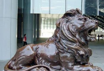 狮子雕塑-城市广场玻璃钢大型卧着的狮子雕塑