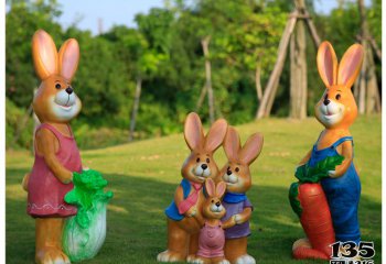 兔子雕塑-儿童乐园摆放一家五口玻璃钢兔子雕塑