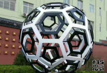 足球雕塑-不锈钢公园抽象镂空足球雕塑