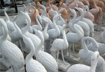 丹顶鹤雕塑-公园庭院大理石石雕丹顶鹤雕塑