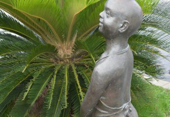 儿童雕塑-景区创意铜雕撒尿的小男孩儿童雕塑