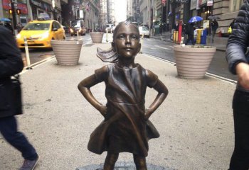 儿童雕塑-小女孩街边景观铜雕儿童雕塑