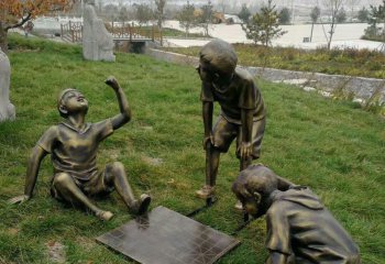 儿童雕塑-同意铜雕玩耍的儿童雕塑