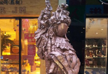 歌唱人物雕塑-花旦街头人物铜雕唱雕塑