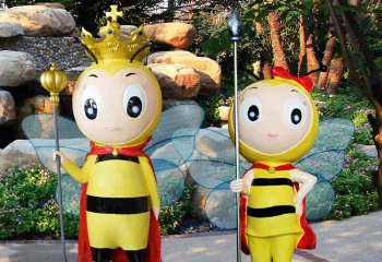 蜜蜂雕塑-游乐园摆放卡通国王卫士玻璃钢蜜蜂雕塑