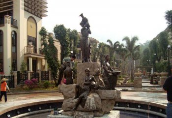喷泉雕塑-小区园林欧式人物铜雕喷泉水景雕塑