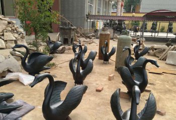 天鹅雕塑-景区创意切割飞奔创意黑天鹅雕塑