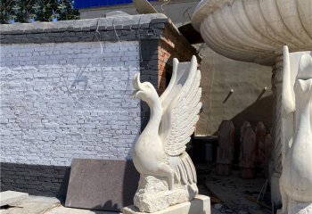 天鹅雕塑-庭院大理石切面锻造的鸣叫的天鹅雕塑