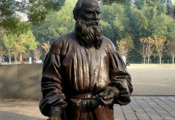 托尔斯泰雕塑-公园景区铜雕《战争与和平》作家著名西方文学名人托尔斯雕塑