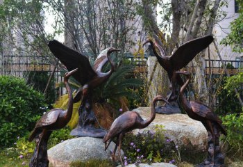 仙鹤雕塑-公园景区装饰品摆件不锈钢仿铜仙鹤雕塑