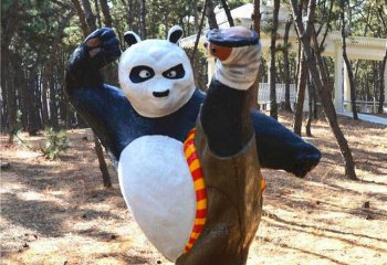 熊猫雕塑-公园摆放卡通阿宝功夫熊猫玻璃钢雕塑