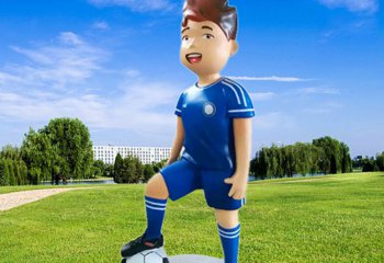足球雕塑-儿童游乐场摆放玻璃钢卡通踢球人物雕塑