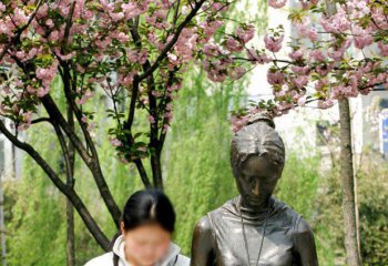 读书雕塑-公园铜雕石凳上女孩的读书雕塑