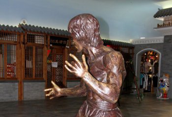功夫雕塑-公园景点李小龙功夫巨星名人铸铜雕塑