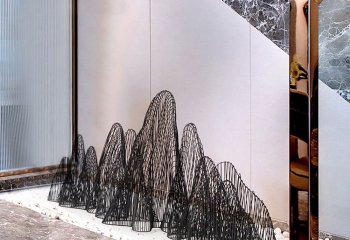 假山雕塑-别墅室内不锈钢网格假山造型雕塑