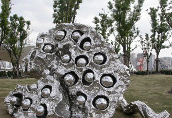 莲蓬雕塑-广场不锈钢镜面抽象创意莲蓬雕塑