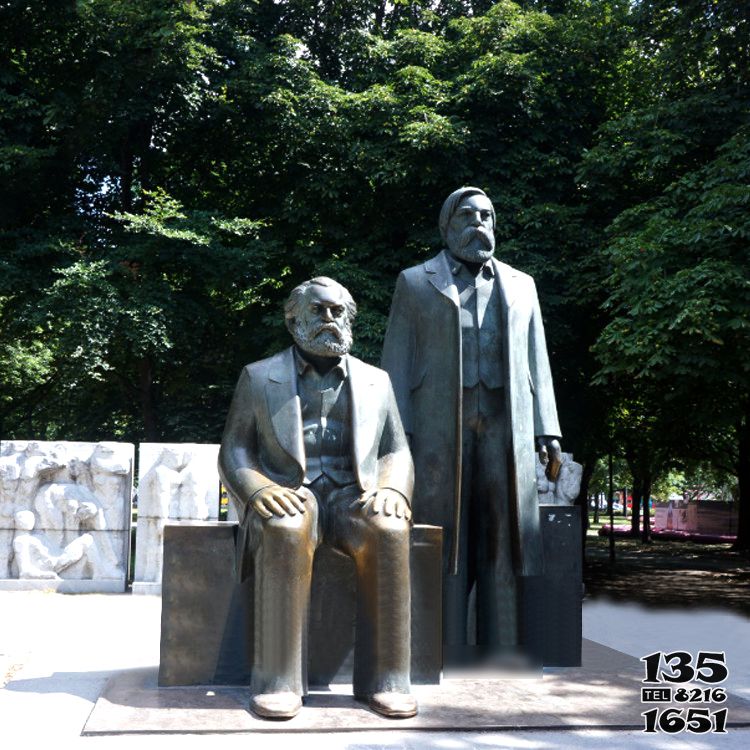 马克思雕塑-世界著名政治家马克思与恩格斯铜雕园林户外景观马克思雕塑高清图片