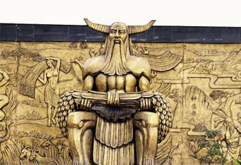 神农雕塑-中国神话传说人物五榖神农大帝玻璃钢仿铜雕塑像