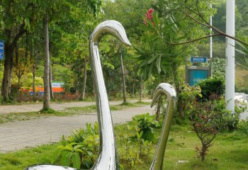 天鹅雕塑-公园广场镜面不锈钢抽象艺术个性仿天鹅雕塑