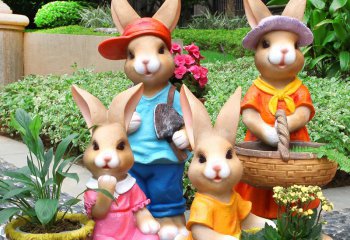 兔子雕塑-花园景区玻璃钢彩绘兔子雕塑